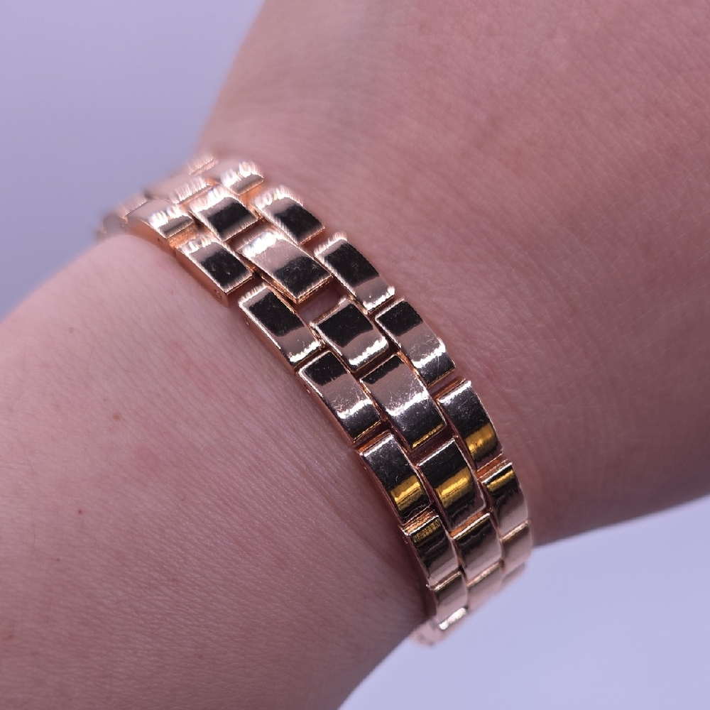 Rose Goldtone Panther Style Link Bracelet